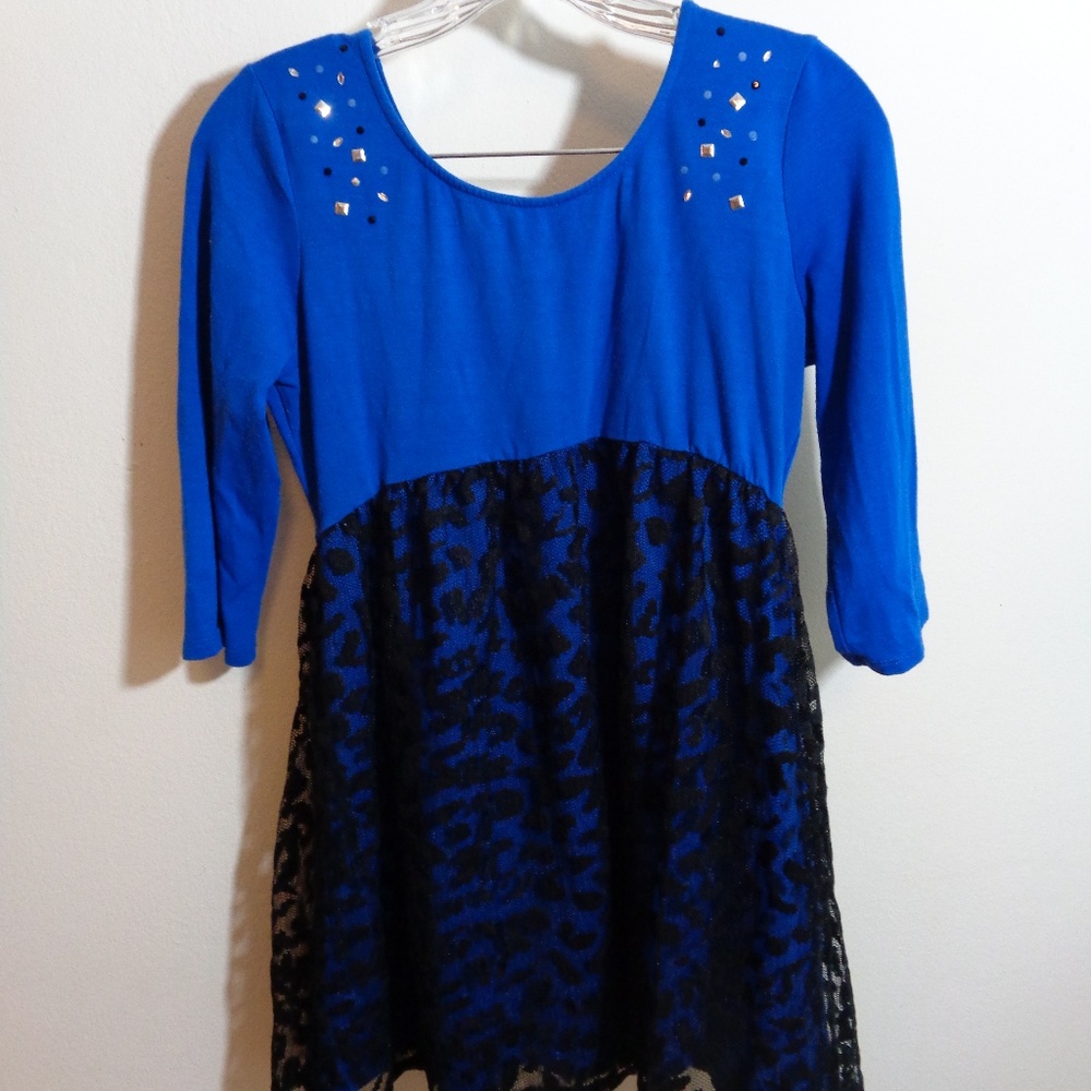 Justice Big Girls Shirt-Dress Blue & Black Size 18